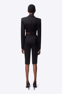 Flower Corsage Cropped Blazer | Black