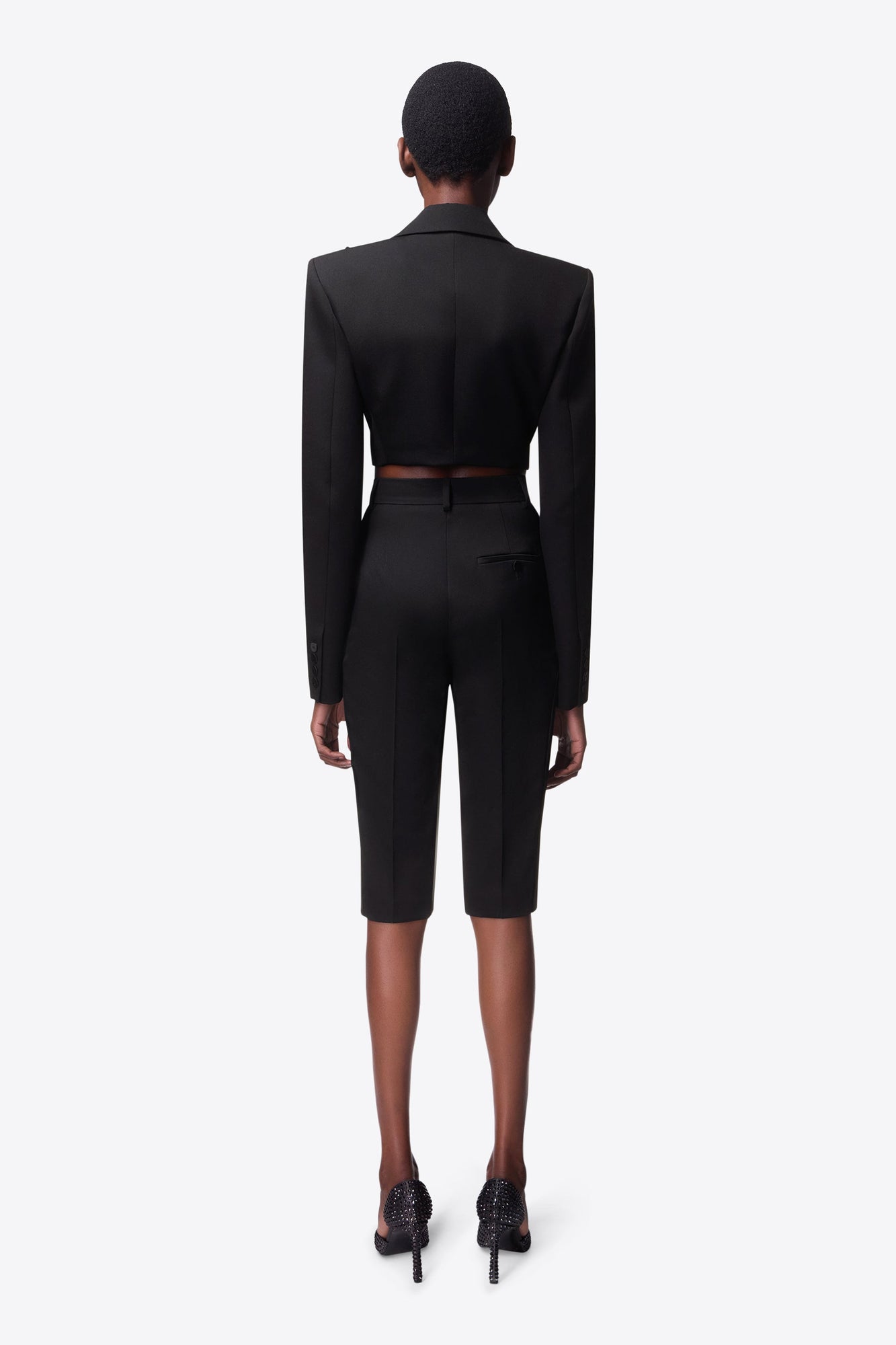 Flower Corsage Cropped Blazer | Black