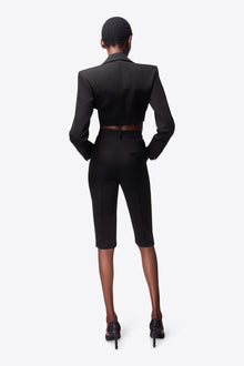 Flower Corsage Cropped Blazer | Black