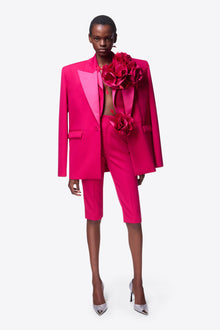 Flower Corsage Cropped Blazer | Raspberry