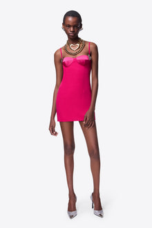 Crystal Heart Mini Dress | Raspberry