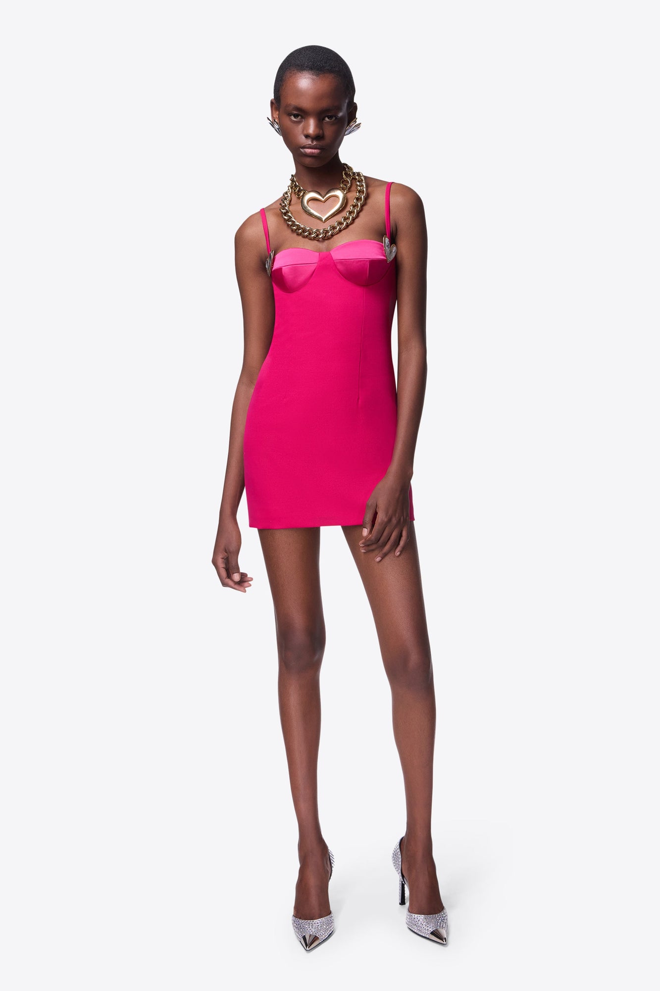 Crystal Heart Mini Dress | Raspberry