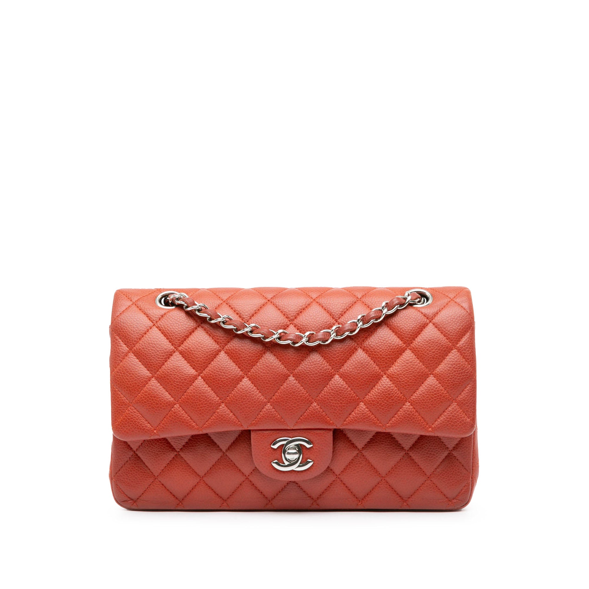 Chanel | Pre-Owned Medium Classic Caviar Double Flap | Orange/Dark Orange