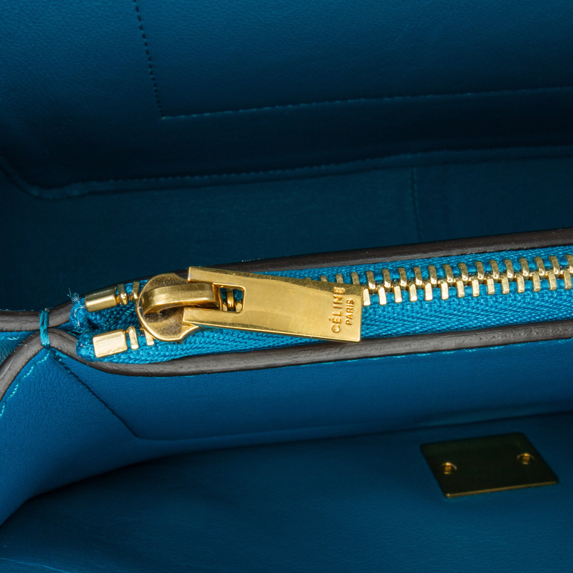 Celine | Pre-Owned Leather Frame Shoulder Bag | Black/Blue