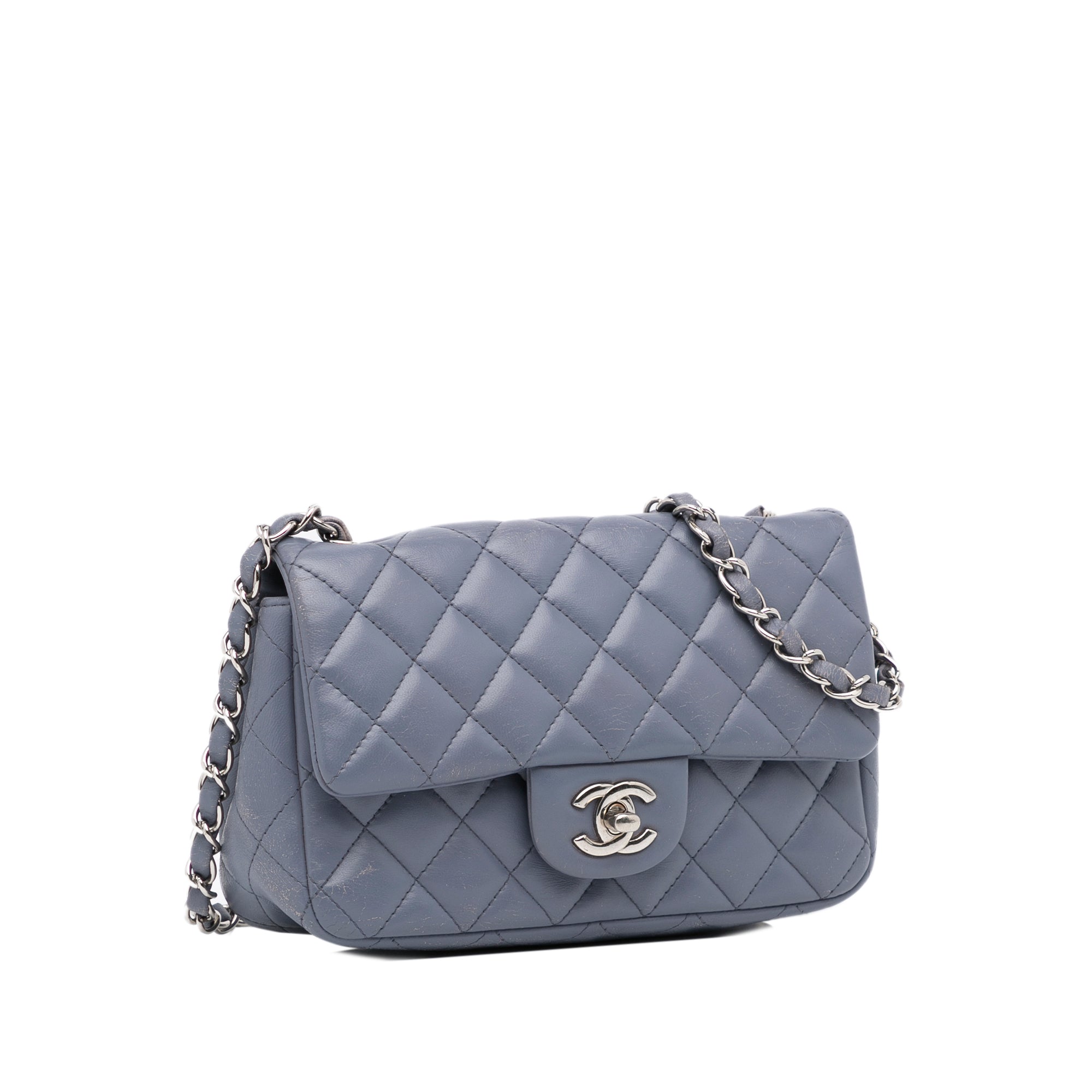 Chanel | Pre-Owned Mini Rectangular Classic Lambskin Single Flap | Gray