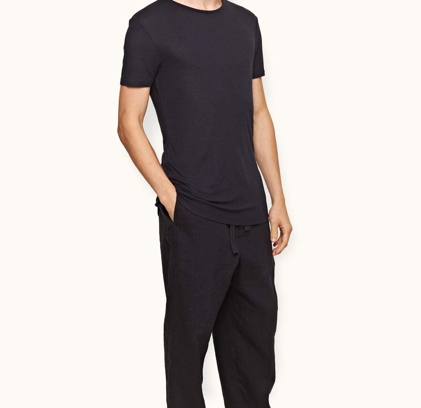 OB-T Cashmere Crew Neck Modal-Cashmere T-Shirt | Night Iris