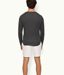 OB-T Cashmere Tailored Fit Crewneck Long-Sleeve Cashmere T-Shirt | Piranha Grey