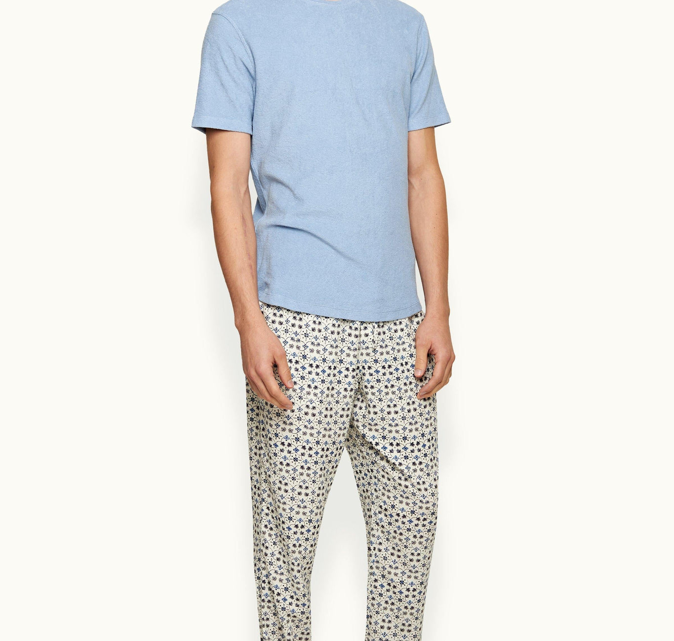 OB-T Towelling Crew Neck Organic Cotton Towelling T-Shirt | Blue Ash