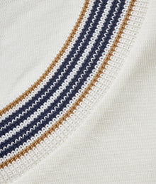 OB Standard Classic Fit Stripe Neckline T-Shirt | White Sand