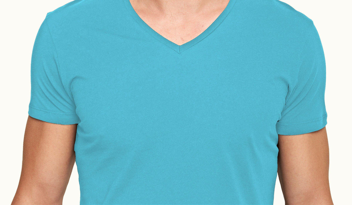 OB Tailored Fit V-Neck T-Shirt | Aqua Blue