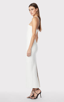 Halter Ottoman Gown W/ Crystal Trim | Alabaster