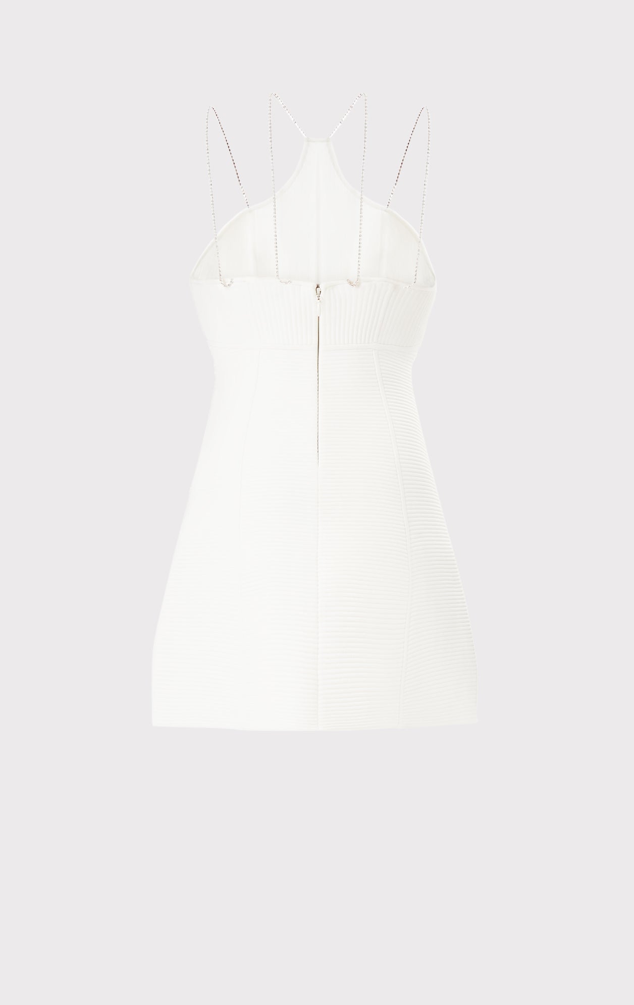 Ottoman Mini Dress With Crystal Chain | Alabaster