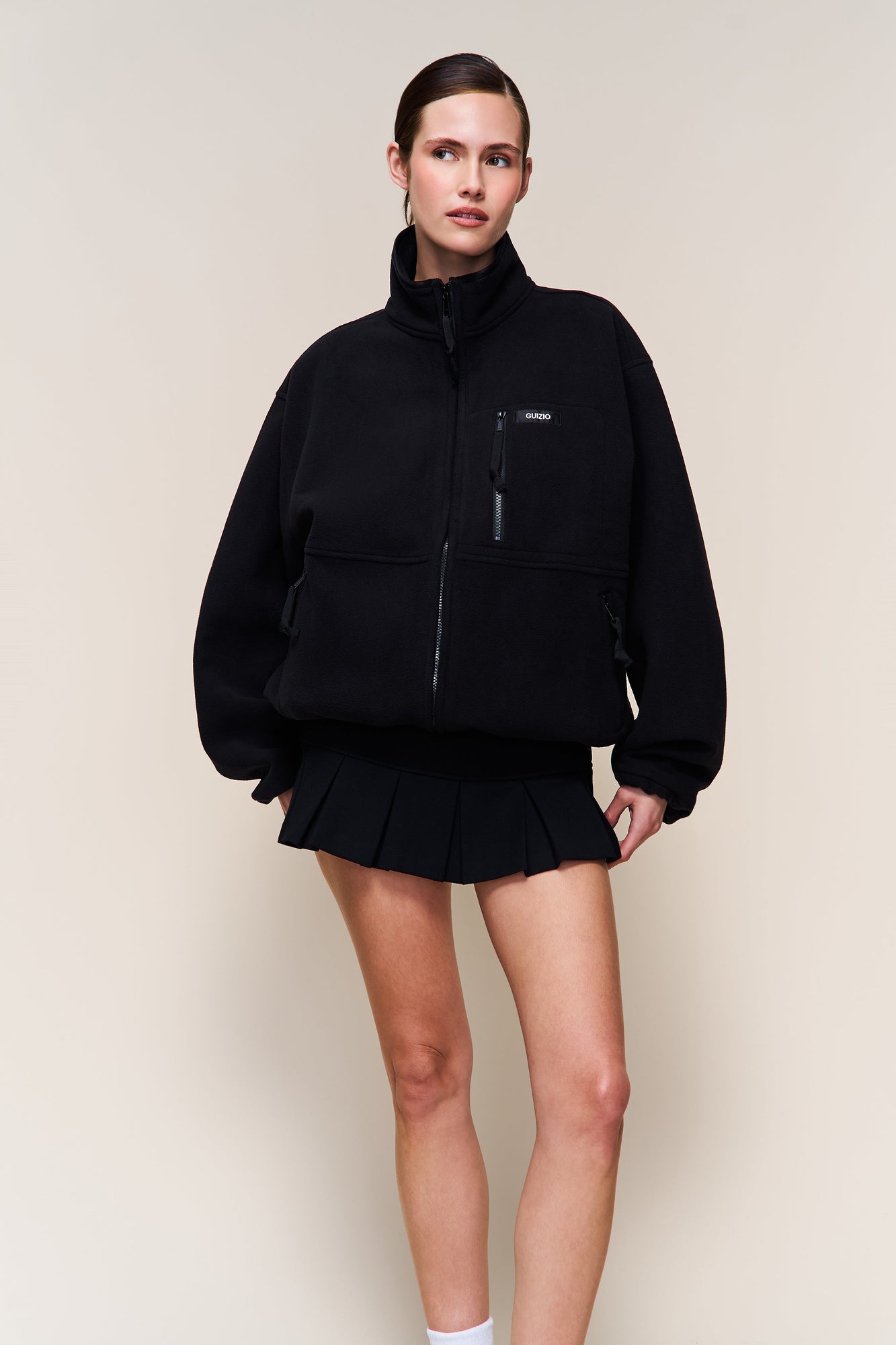 Womens | Guizio Fleece Zip Up Jacket | Black