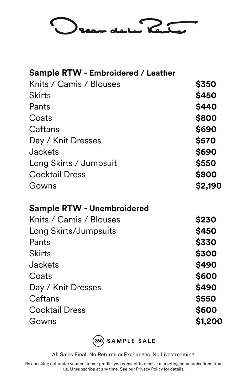 Price table