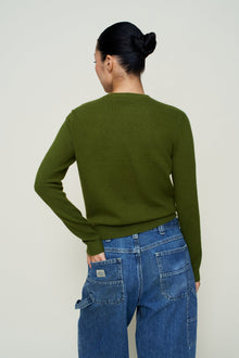 Womens | June Relaxed Wool Cardigan | Matcha Green