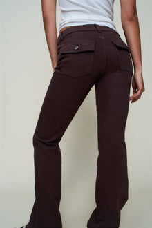 Womens | Low Rise Flare Twill Pant | Chocolate