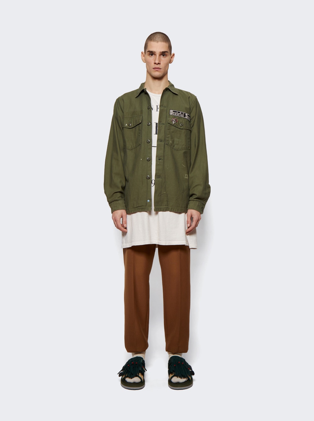 Men | Suicoke | Hoto-cab Sandals | Beige & Green