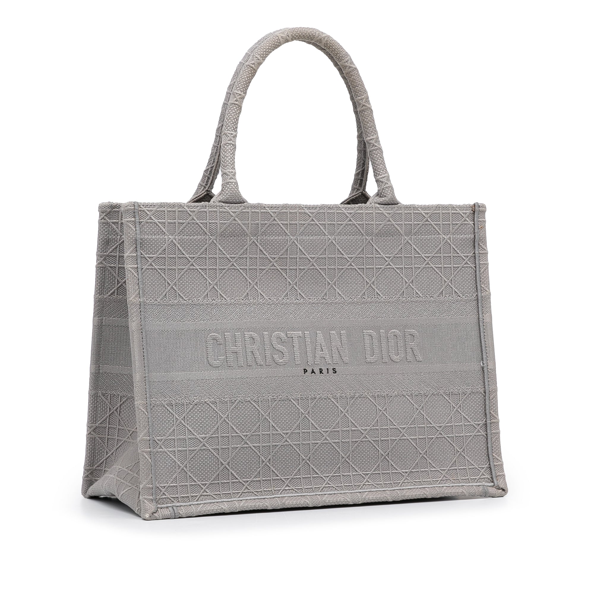 Dior | Pre-Owned Medium Cannage Embroidered Book Tote - II | Gray