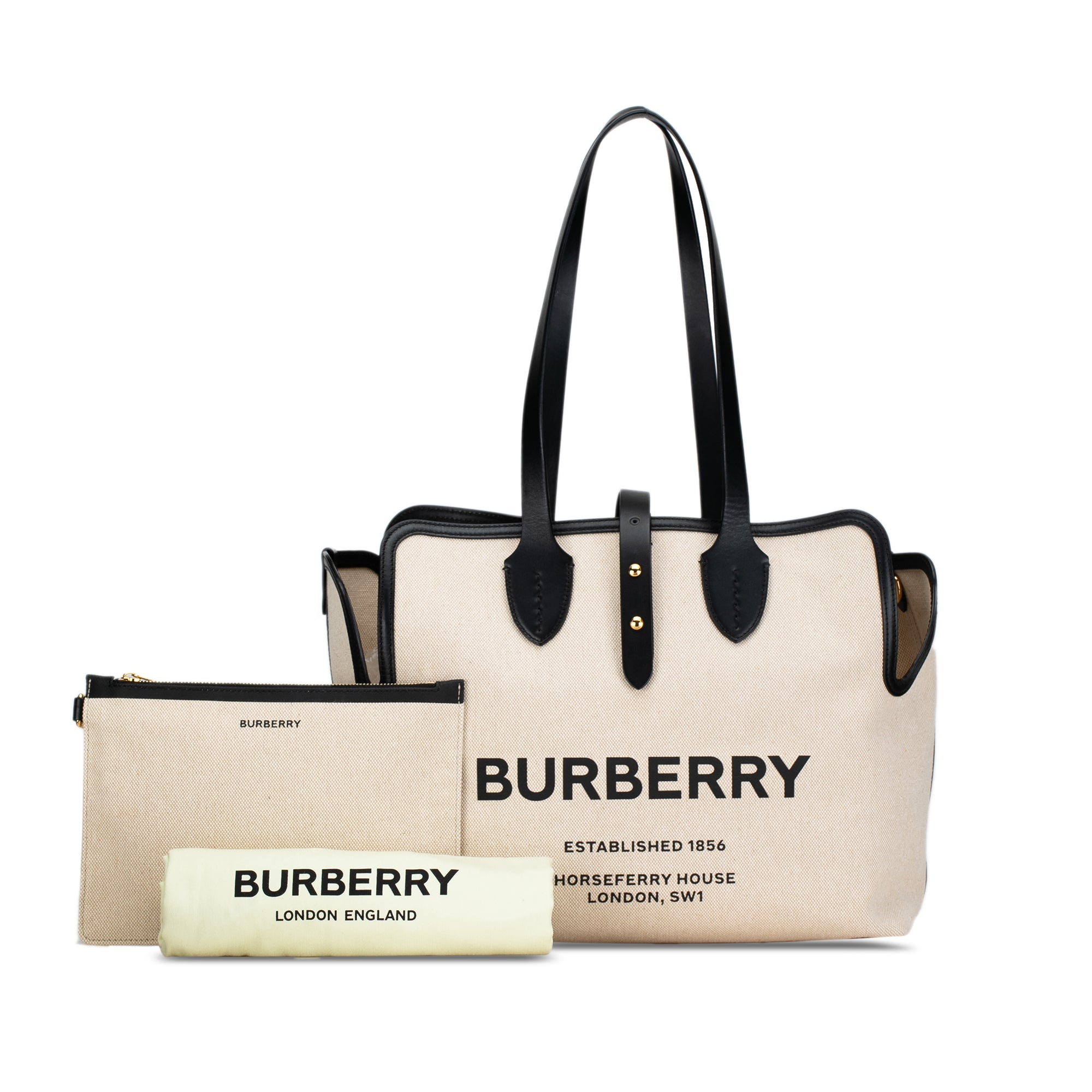 Burberry | Pre-Owned Canvas Logo Soft Belt Tote | Brown/Light Beige