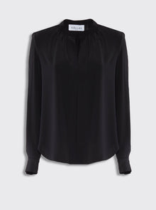 Olympia Silk Crewneck Top  | Black