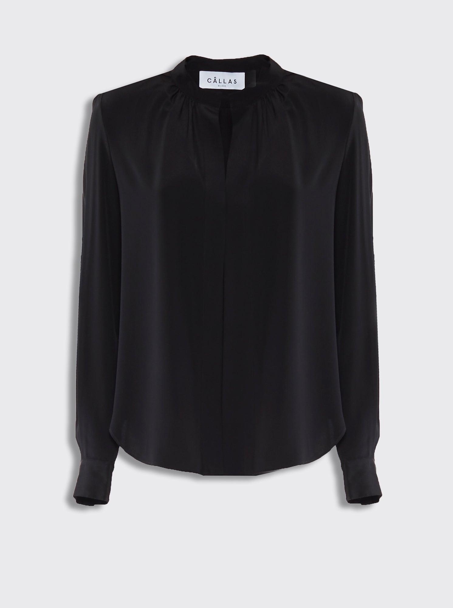 Olympia Silk Crewneck Top  | Black