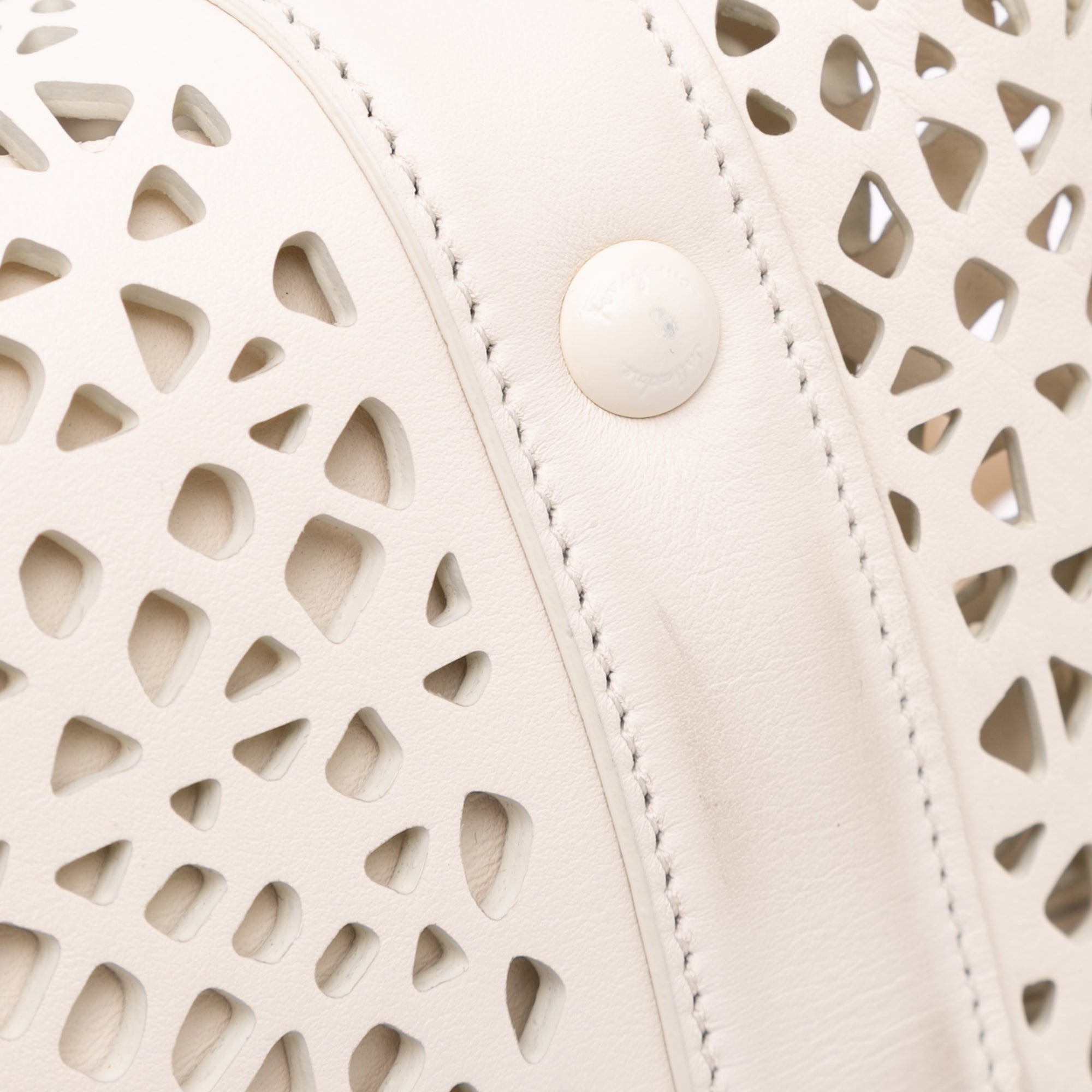 Ferragamo | Pre-Owned Leather Laser Cut Gancini Sofia | White
