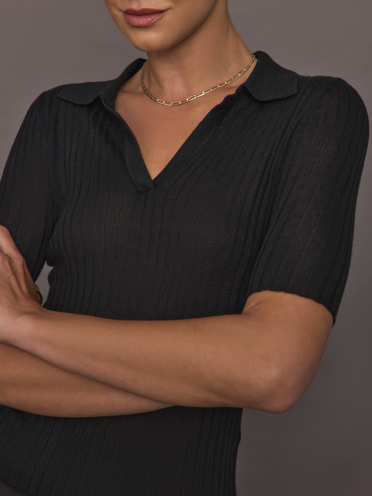 Ona | Ava Short Sleeve Polo | Black