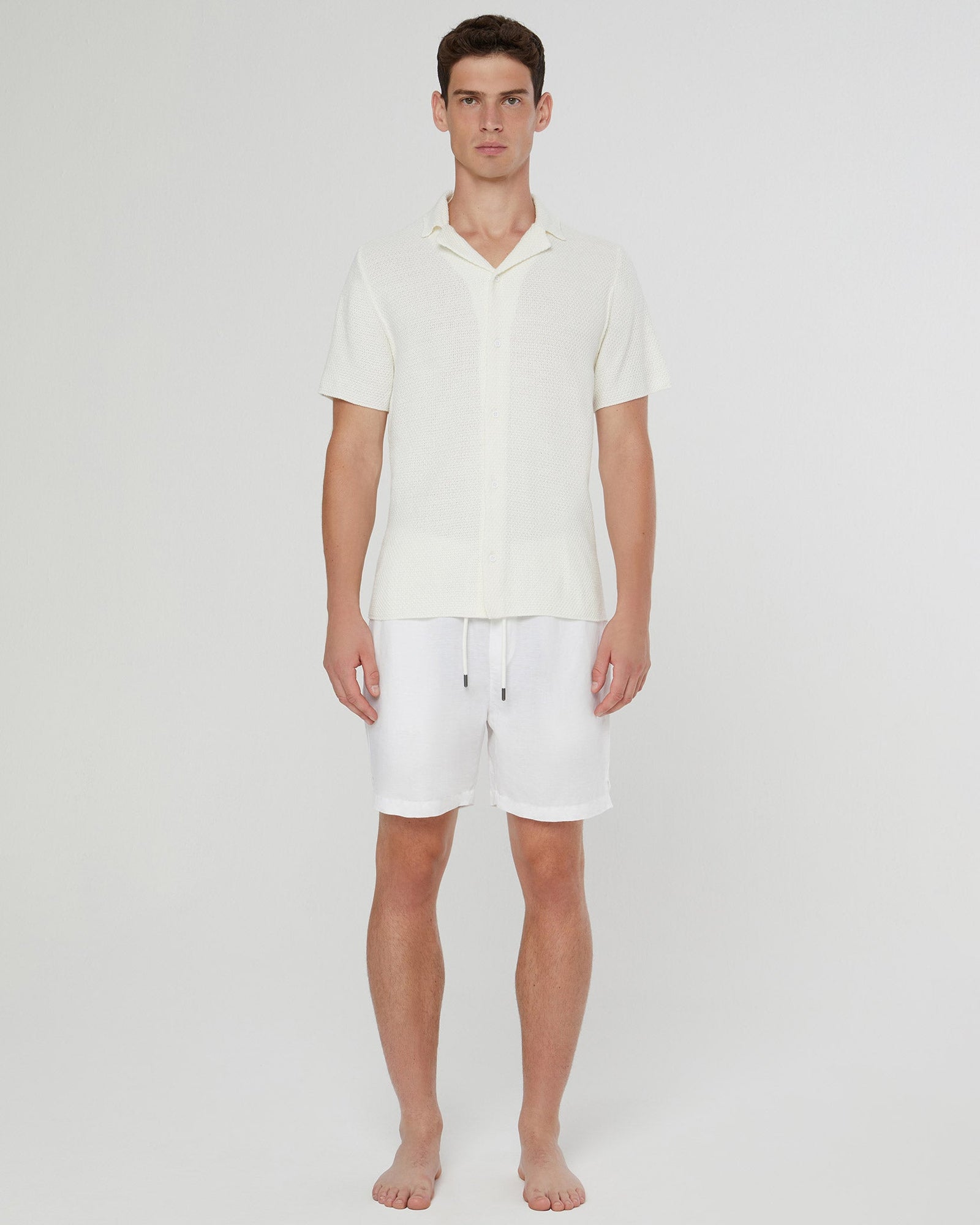 Mens | Cotton Textured Camp Shirt | White