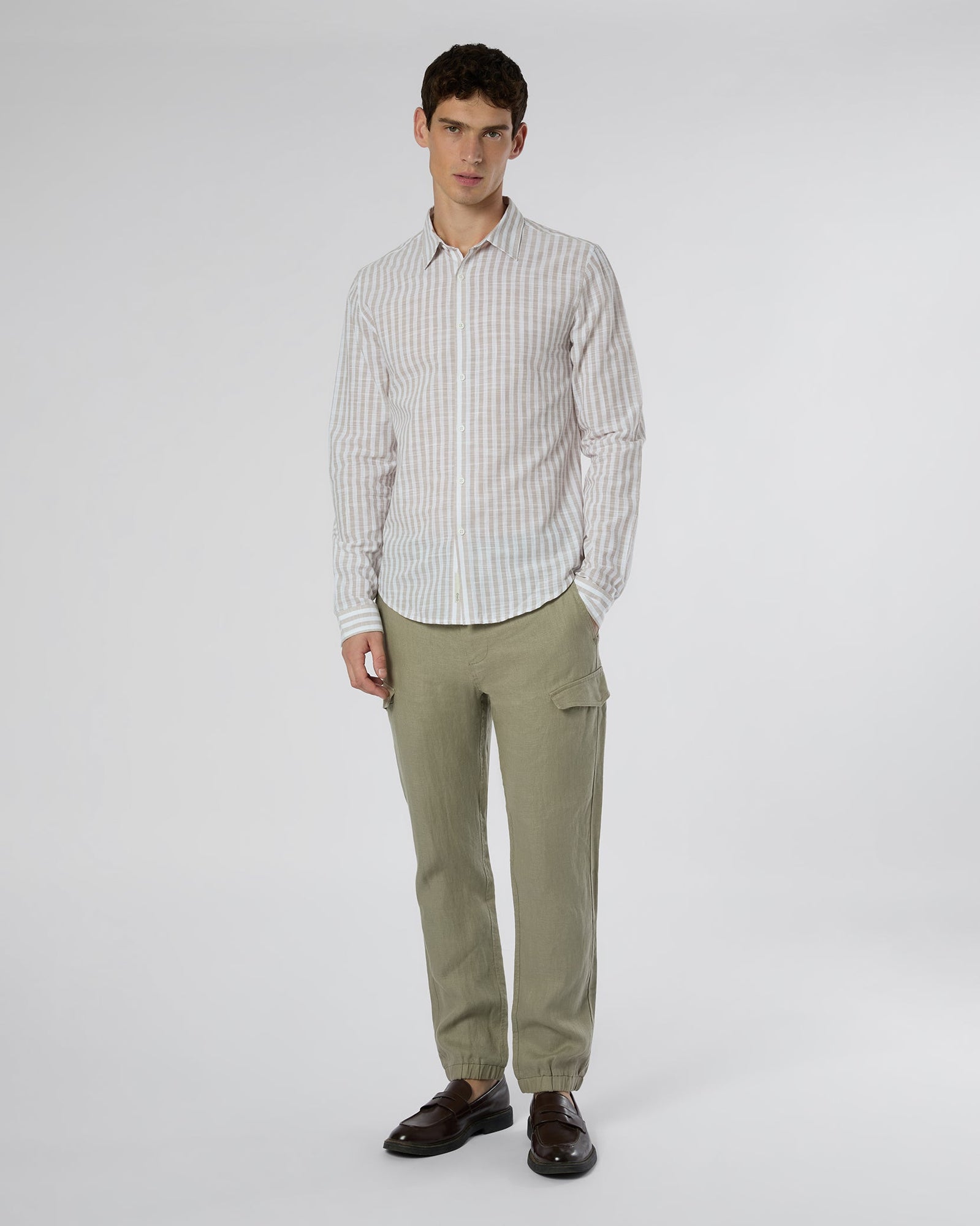 Mens | Linen Cargo Jogger | Light Olive