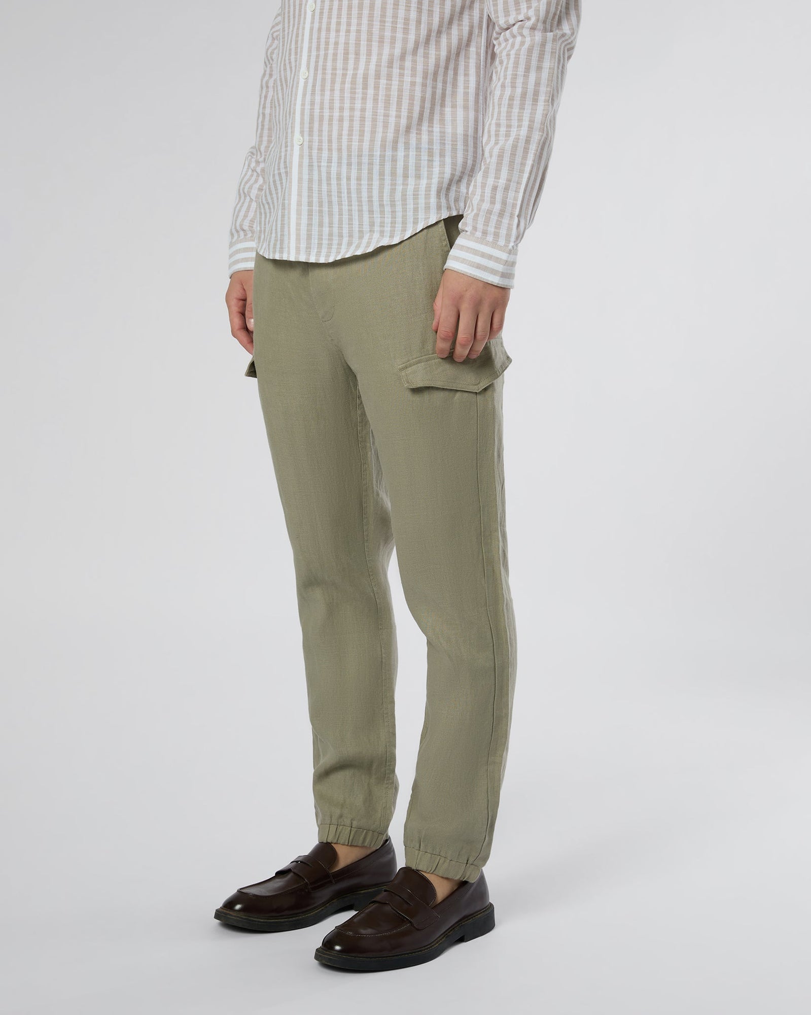 Mens | Linen Cargo Jogger | Light Olive