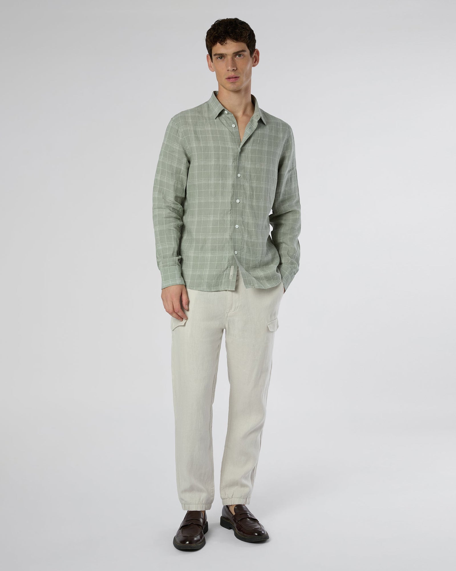Mens | Linen Cargo Jogger | Stone