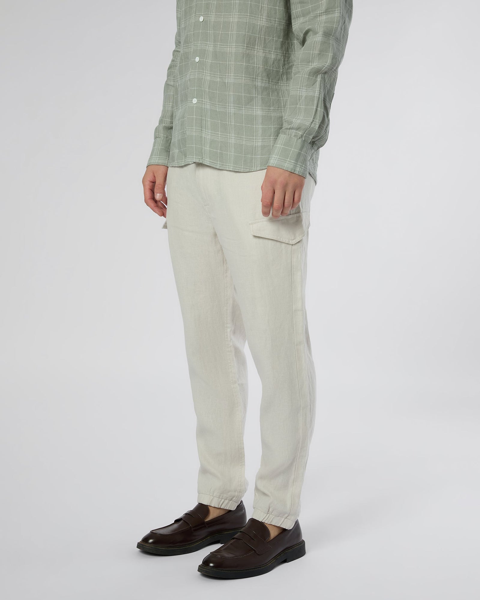 Mens | Linen Cargo Jogger | Stone