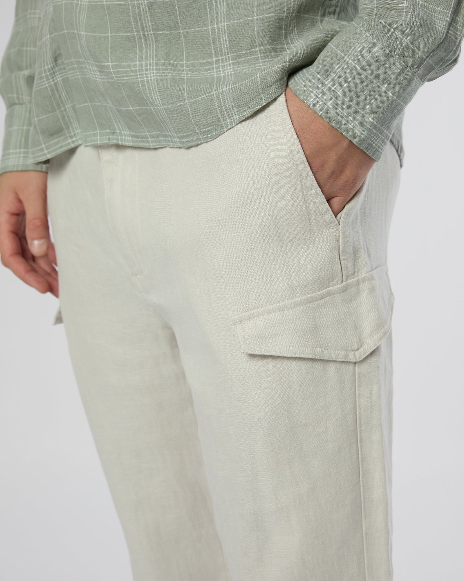 Mens | Linen Cargo Jogger | Stone