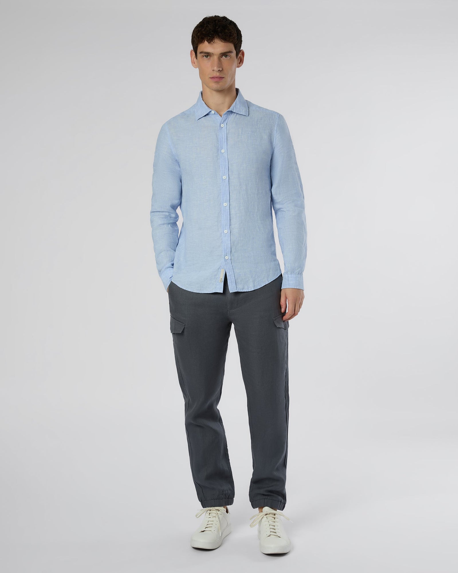 Mens | Linen Cargo Jogger | Gunmetal