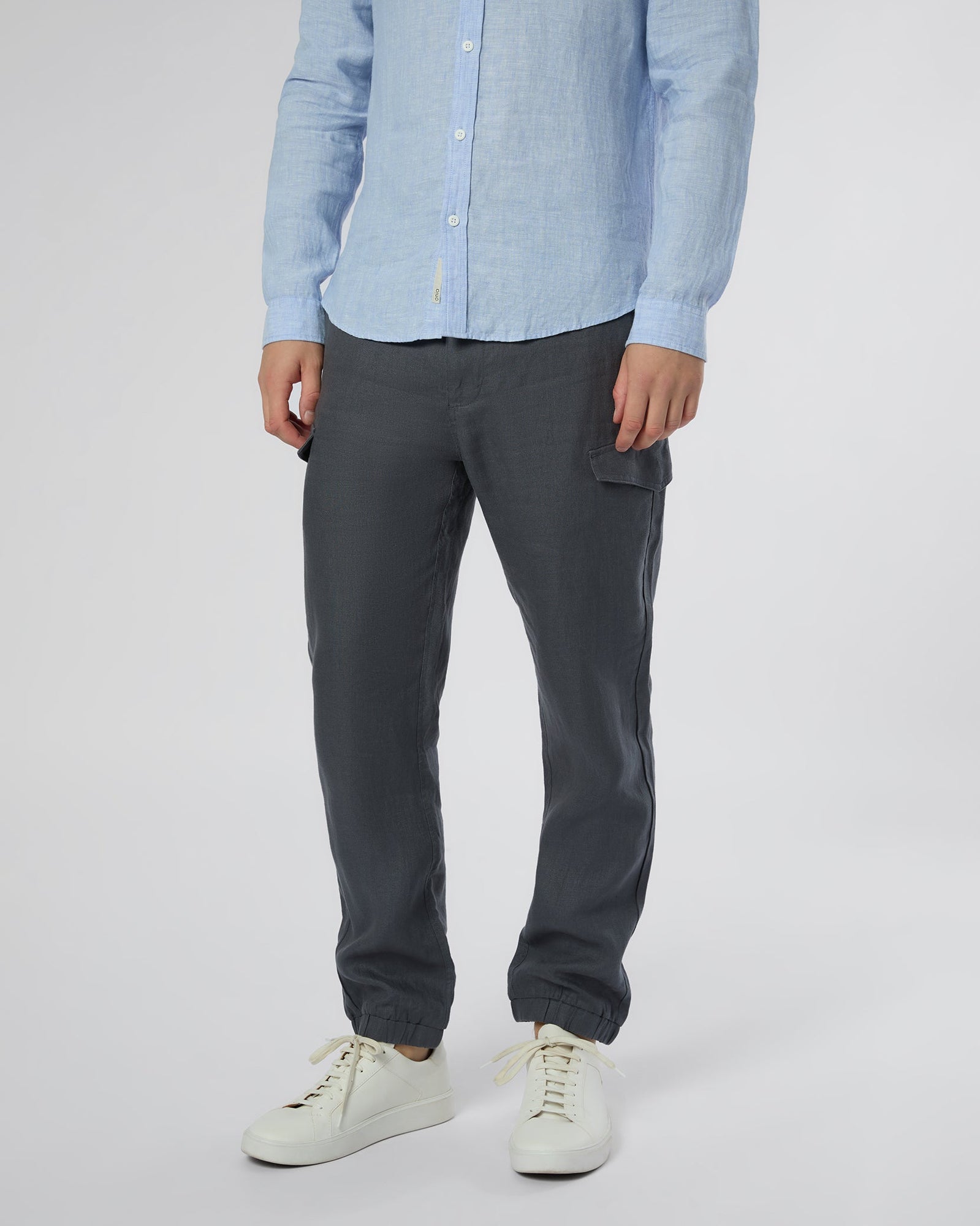 Mens | Linen Cargo Jogger | Gunmetal
