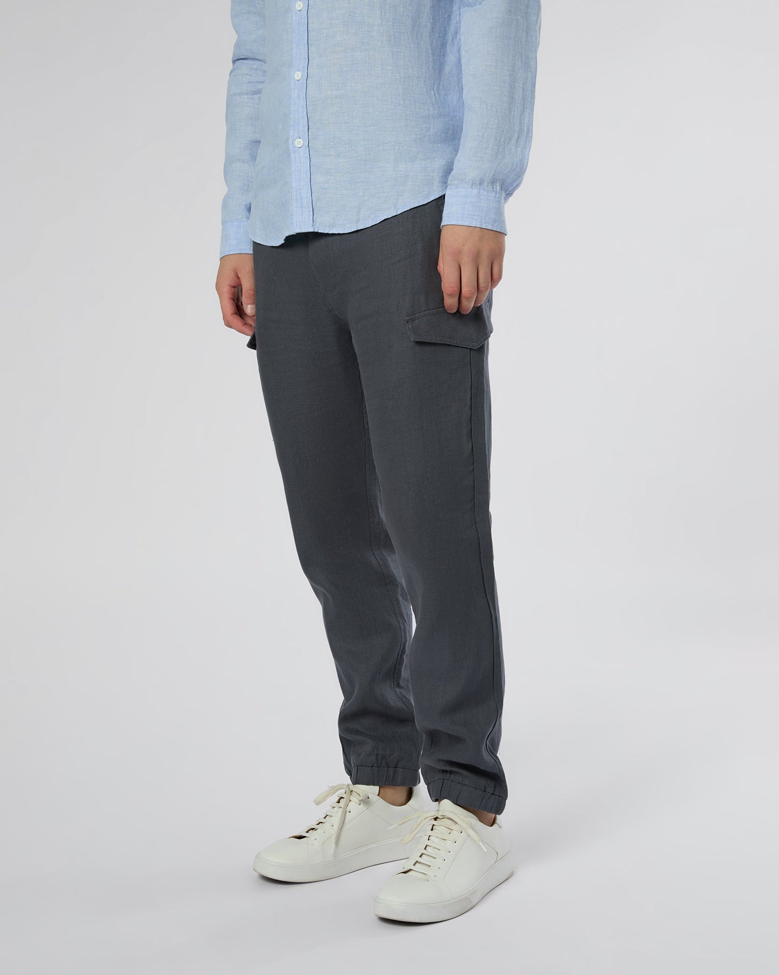 Mens | Linen Cargo Jogger | Gunmetal