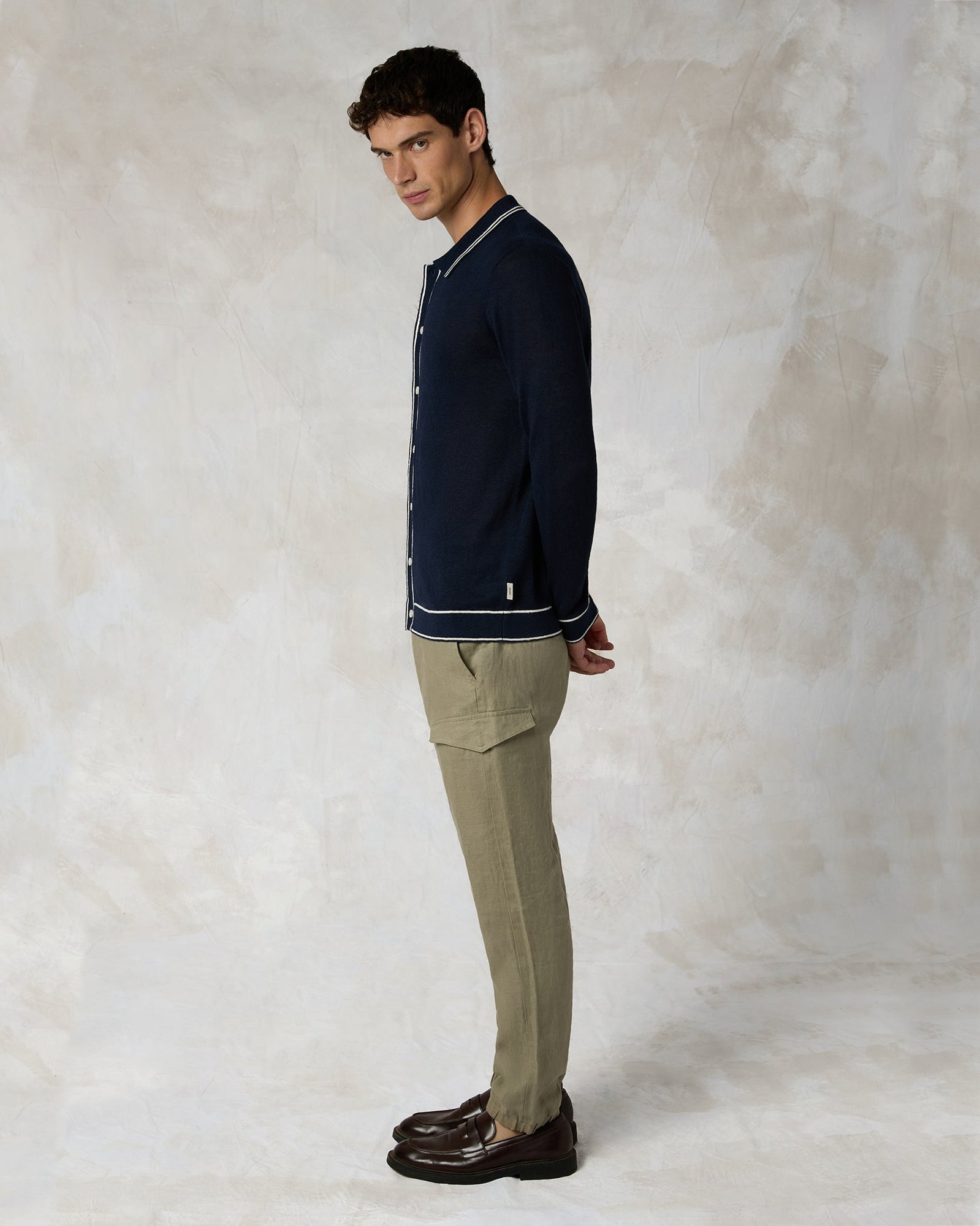 Mens | Linen Cargo Jogger | Light Olive