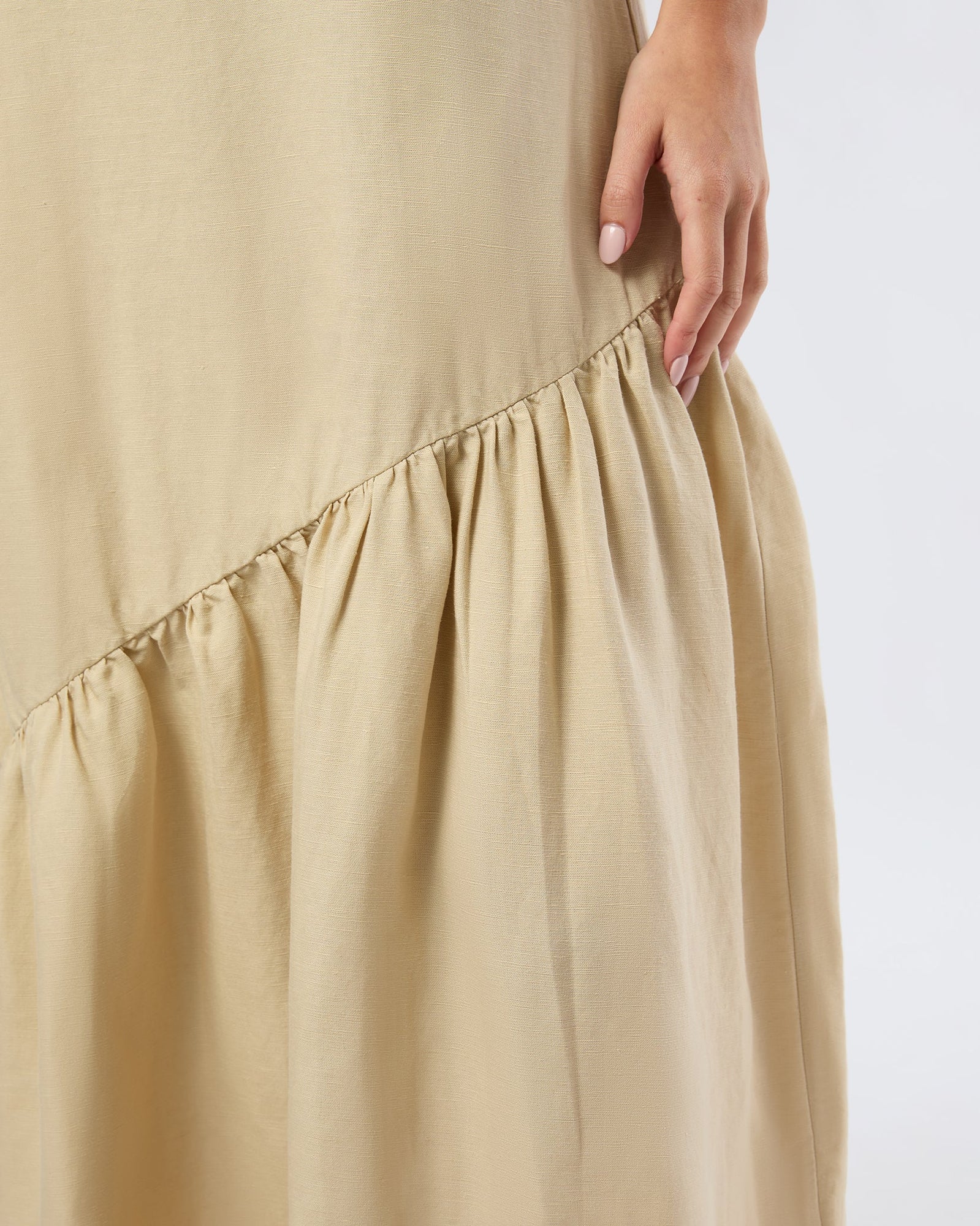 Womens | Air Linen Square Neck Maxi Dress | Jute