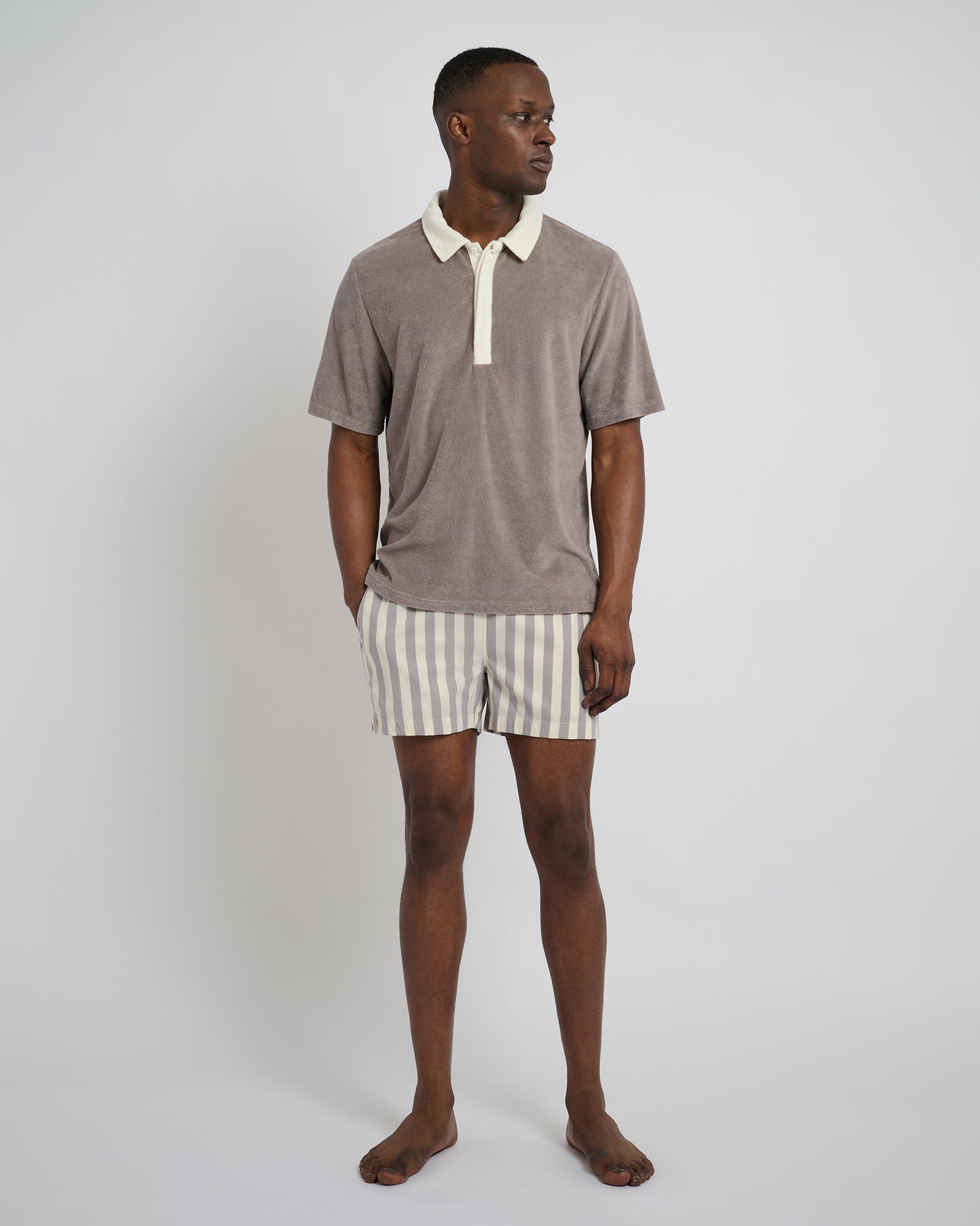 Mens | Oversized Towel Terry Polo | Cinder/Egret