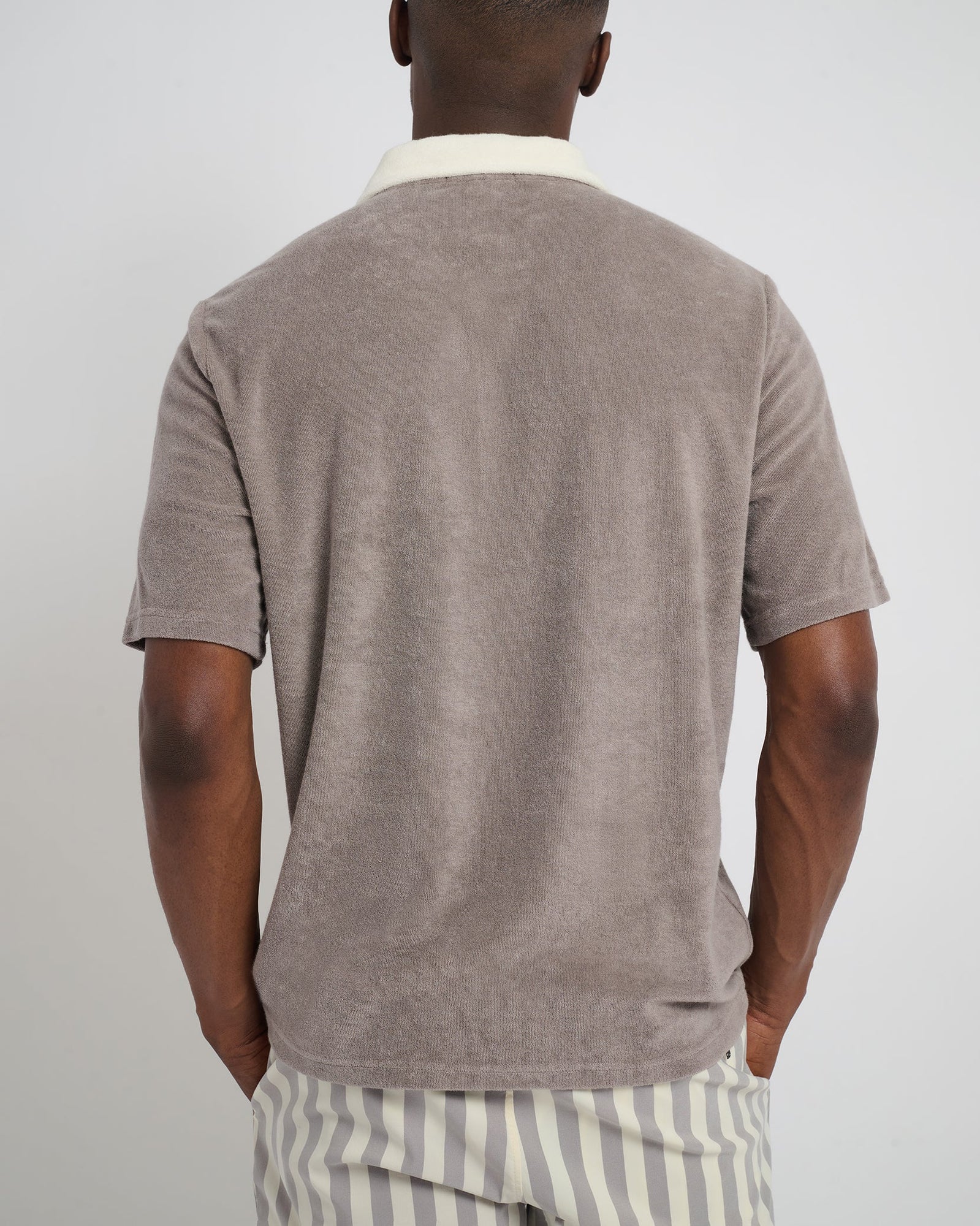 Mens | Oversized Towel Terry Polo | Cinder/Egret