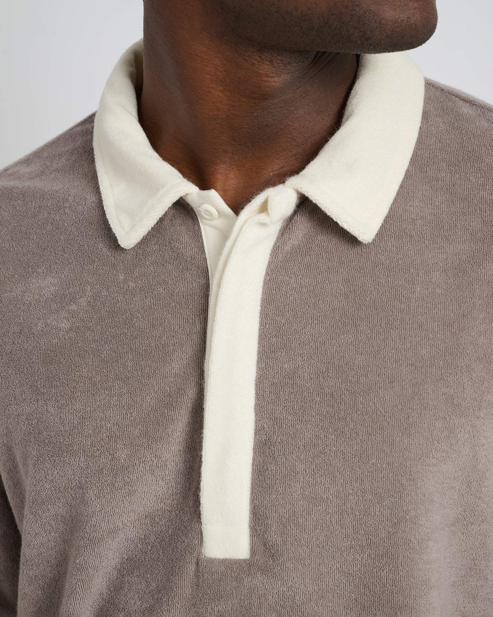 Mens | Oversized Towel Terry Polo | Cinder/Egret