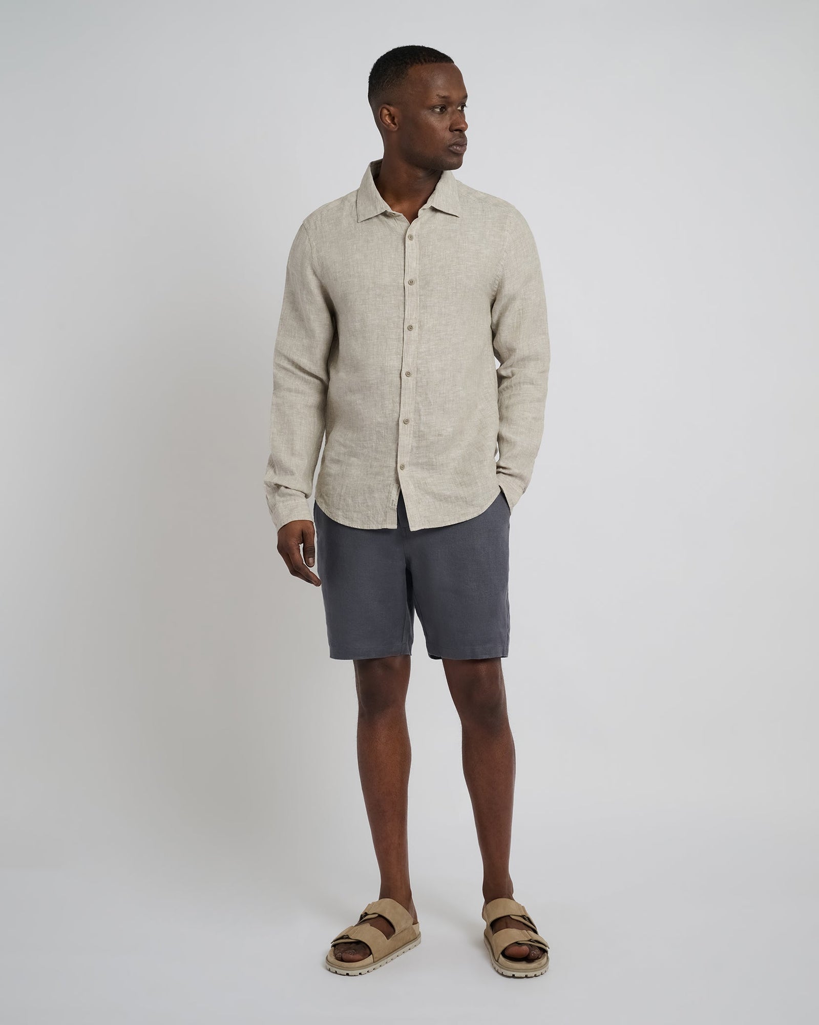 Mens | Linen Slim Fit Shirt | Tan