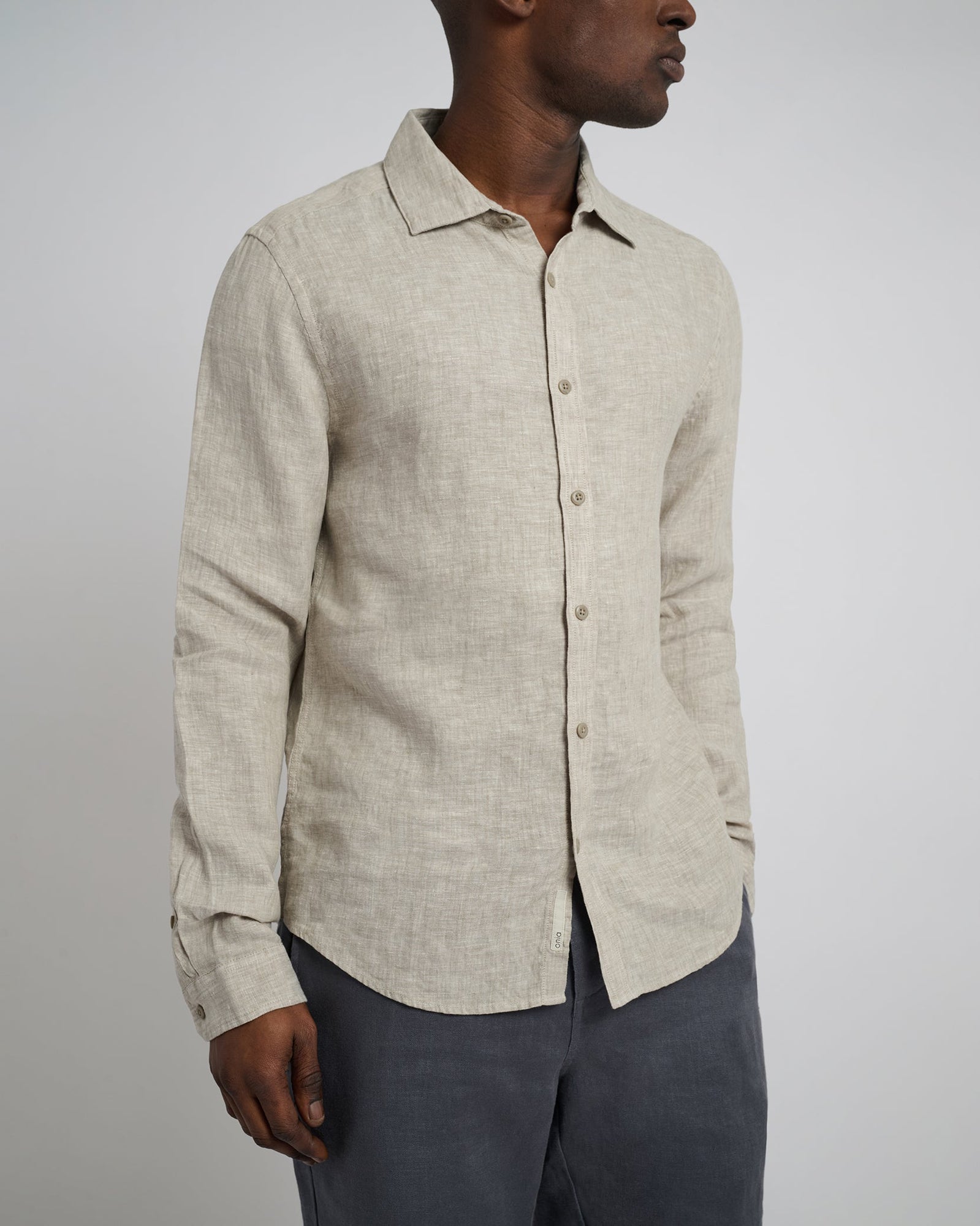Mens | Linen Slim Fit Shirt | Tan