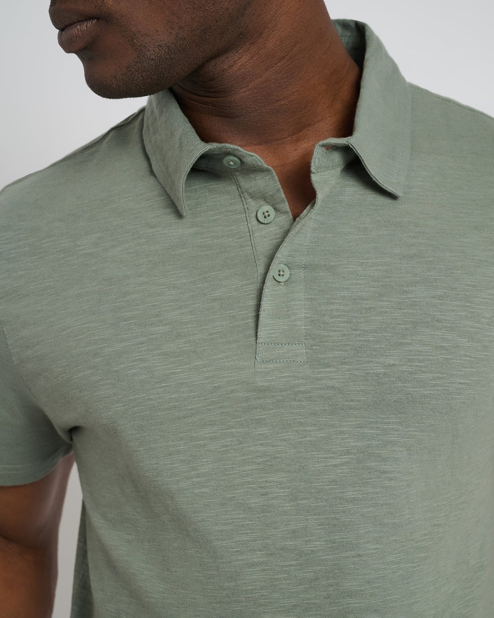 Mens | Slub Short Sleeve Polo | Agave