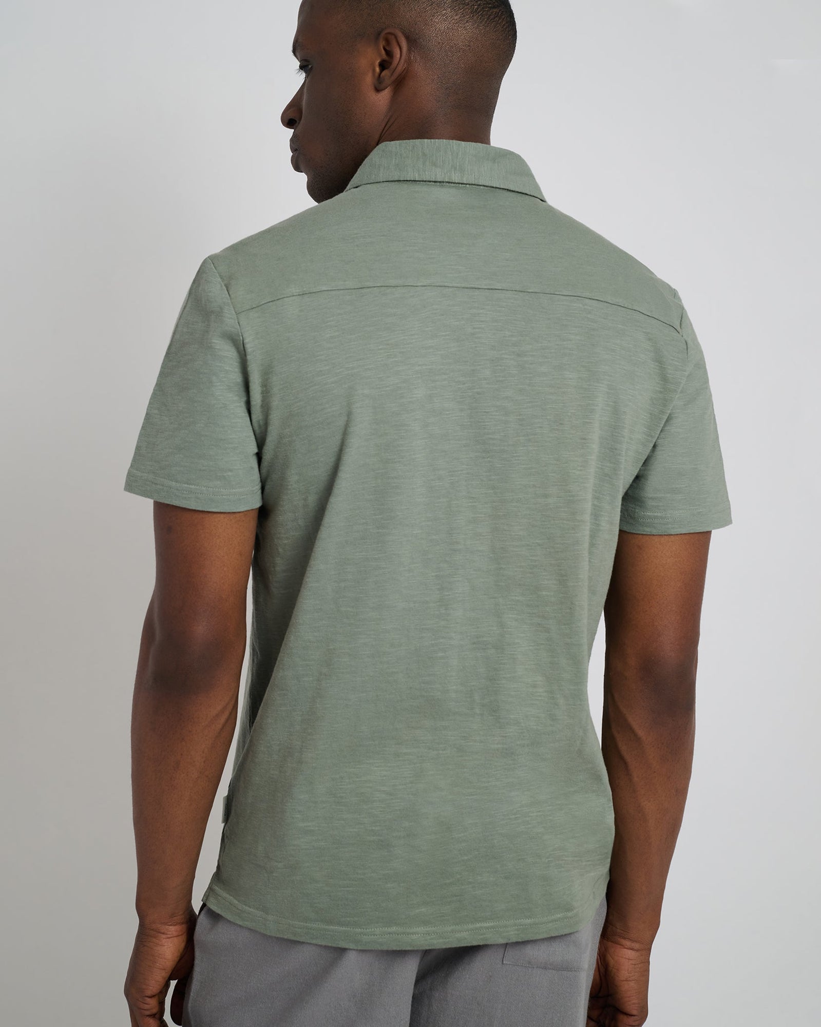 Mens | Slub Short Sleeve Polo | Agave