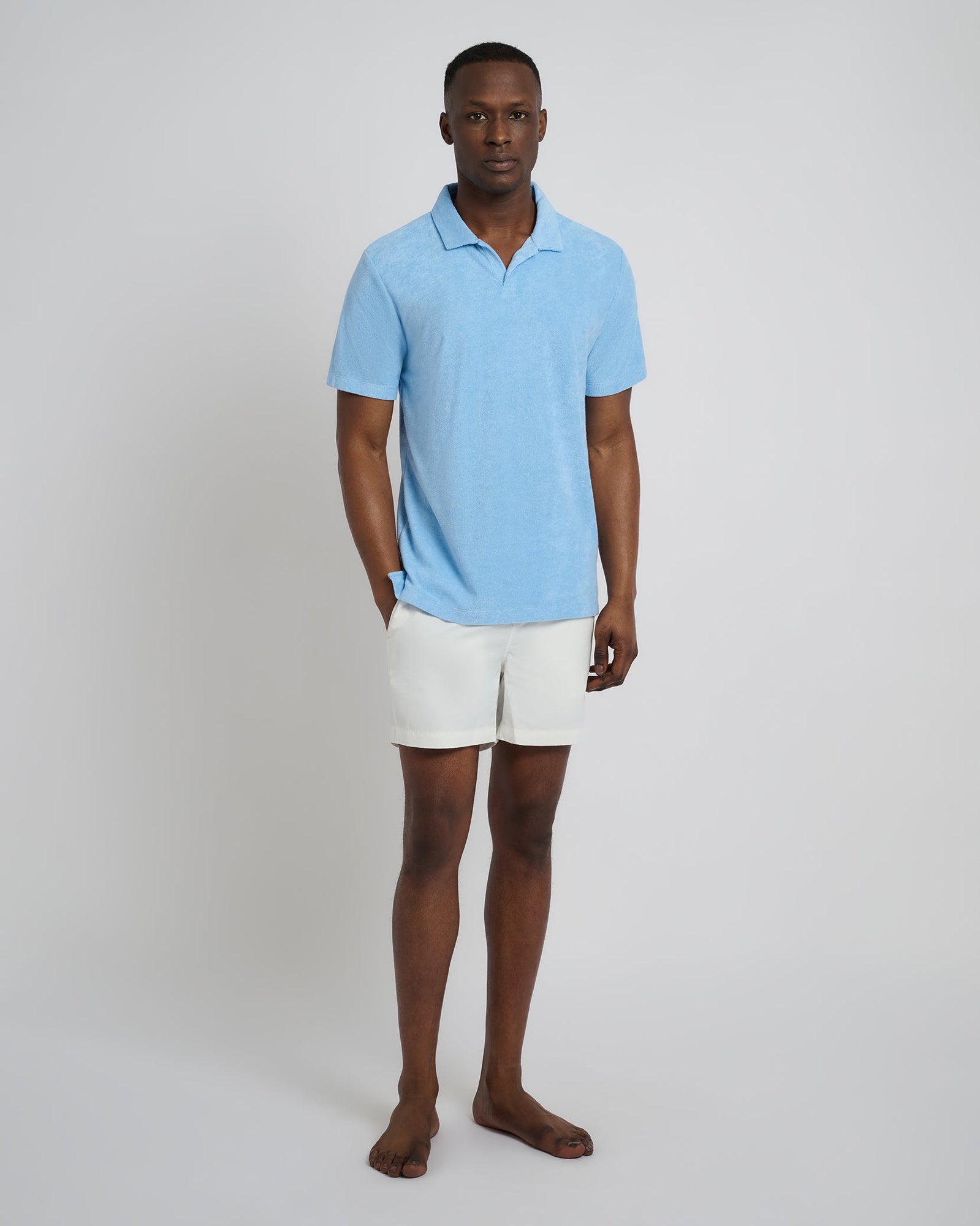 Mens | Towel Terry Johnny Collar Polo | Air Blue