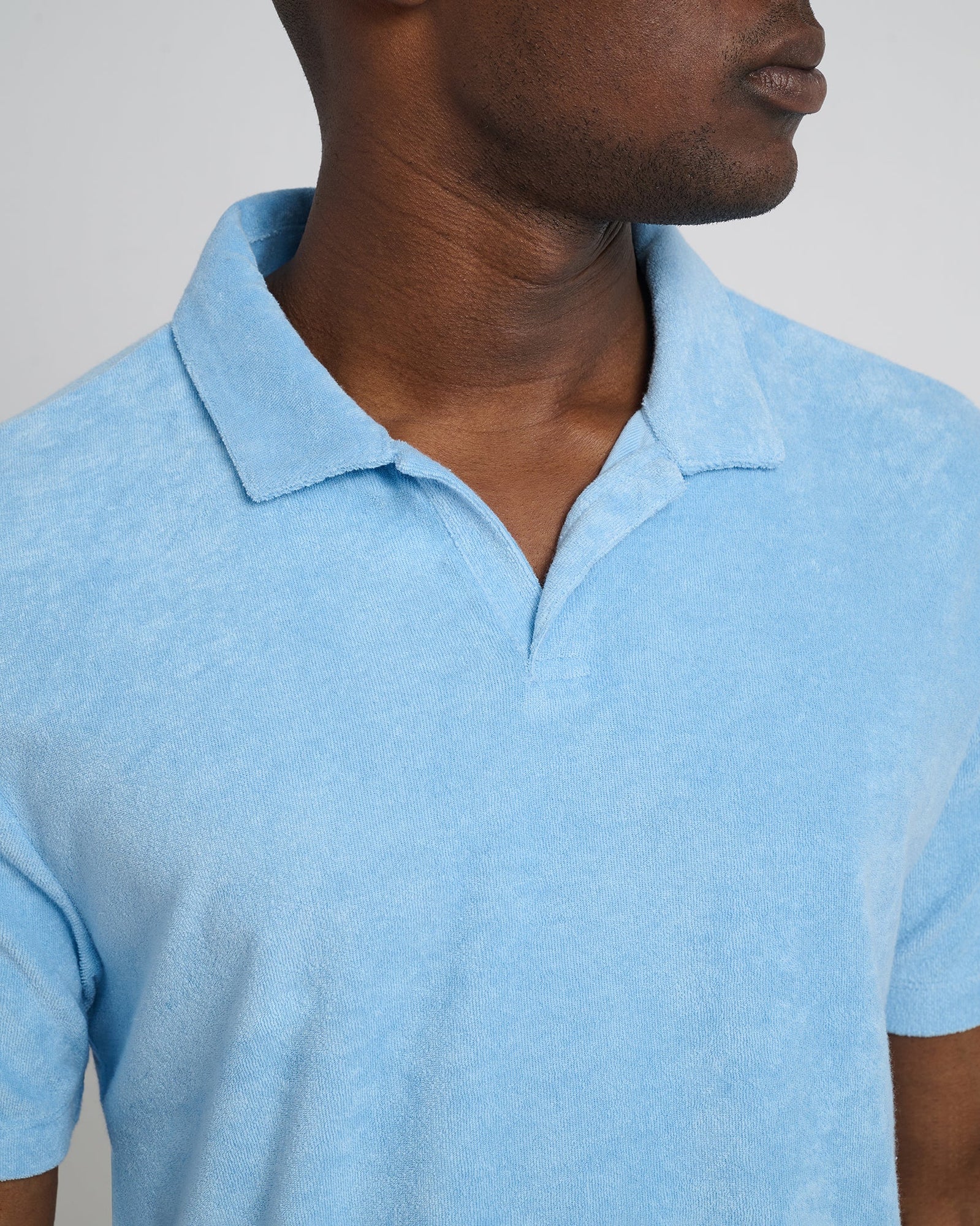 Mens | Towel Terry Johnny Collar Polo | Air Blue