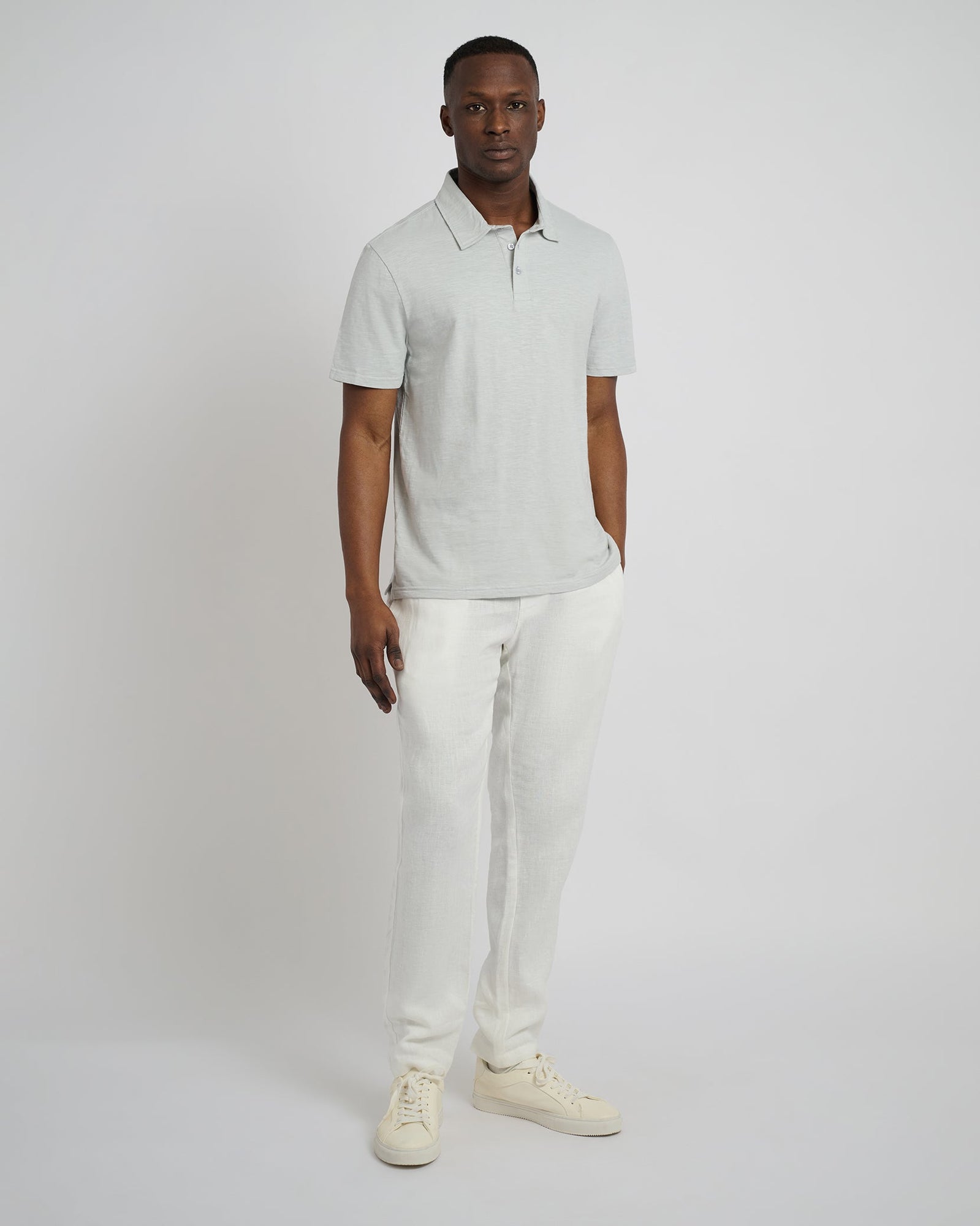 Mens | Slub Short Sleeve Polo | Light Gray