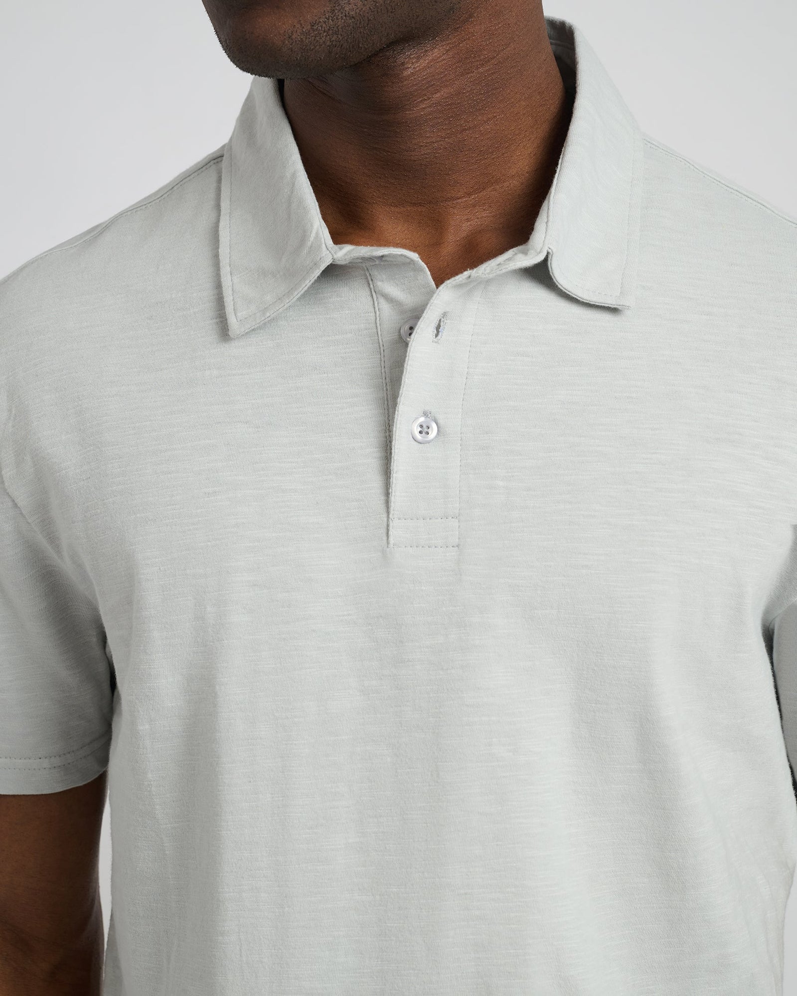 Mens | Slub Short Sleeve Polo | Light Gray