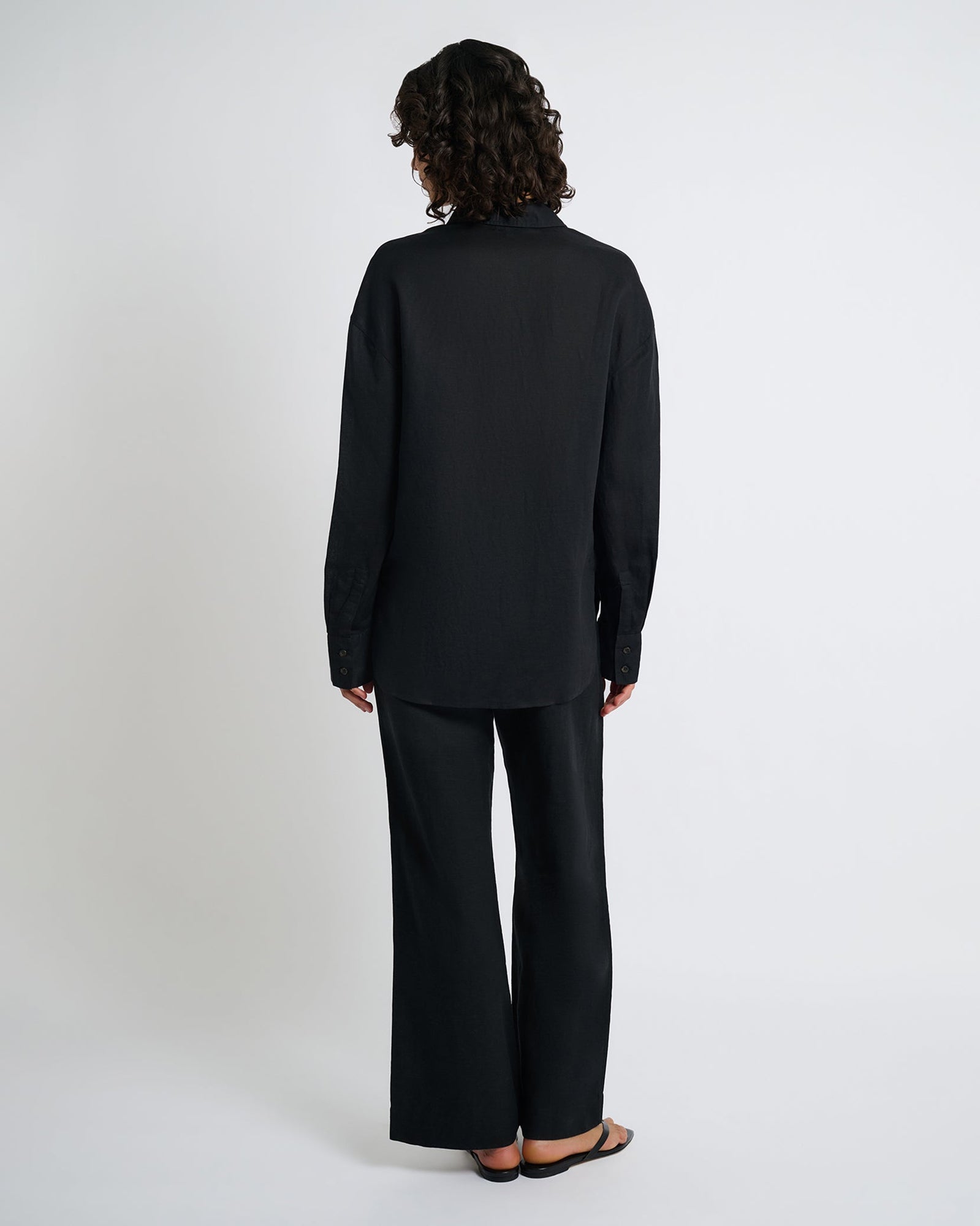 Womens | Air Linen Pleated Trousers | Black